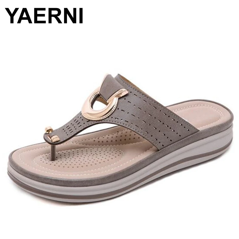 YAERNILadies/Шлепанцы из пробковой кожи; женская домашняя обувь; офисные тапочки; пляжные Летние вьетнамки; Sandalias DeVerano Para Mujer