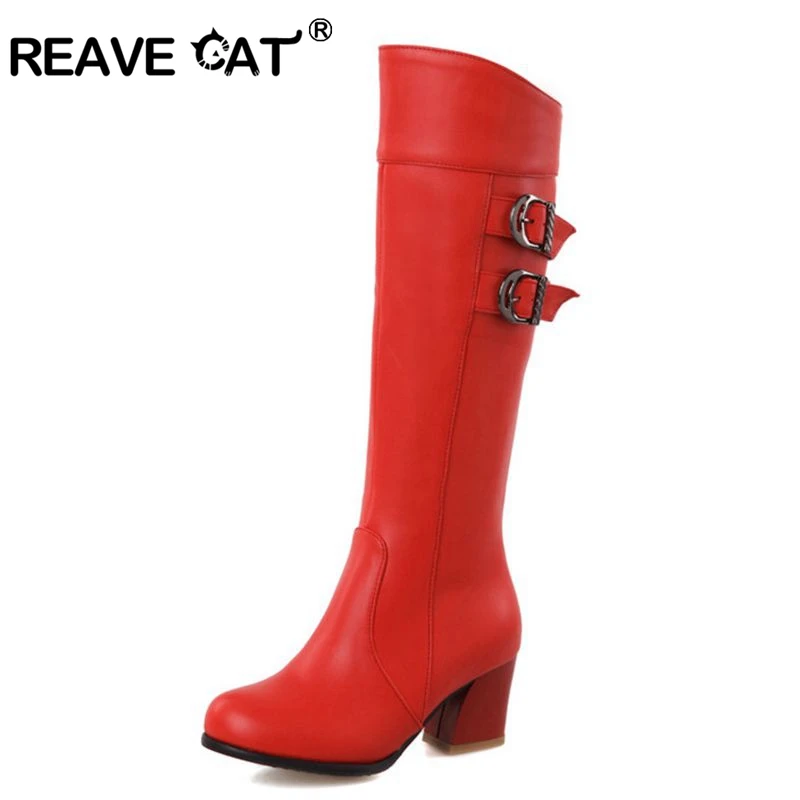 Женские сапоги до колена REAVE CAT Новые осенне зимние больших размеров 30 52