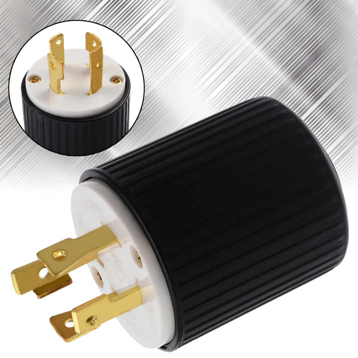 Новый черный запорный штекер L14-30 30Amp 125/250 Вольт 3 полюса 4 провода заземления