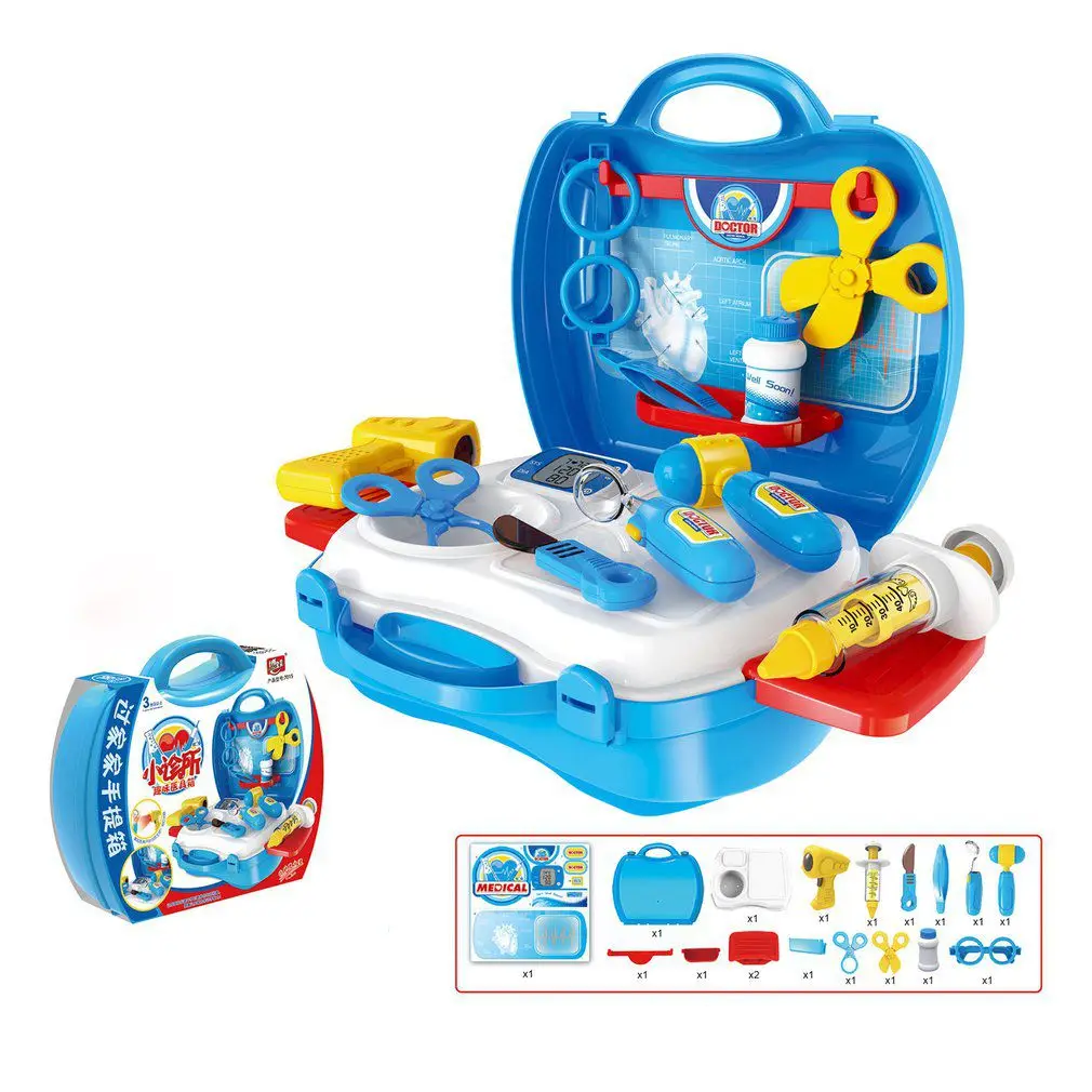 Medical Toy Set 11 типов детей ролевые игры игрушки Моделирование кухня кухонные столовые приборы кассовый аппарат чемодан медицинский доктор пластиковые игрушки набор - Цвет: Medical Toy Set