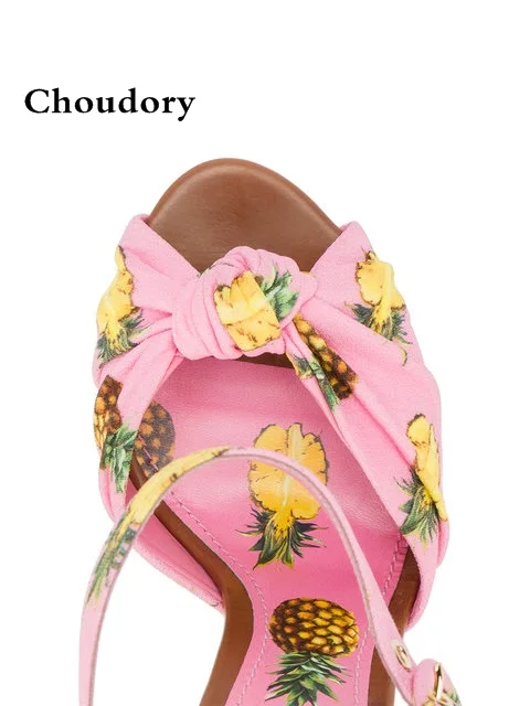 Сандалии женские из розовой ткани босоножки на платформе с открытым носком