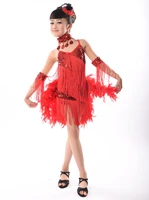girls latin dance new stage performance costume sequin feather tassel modern dance costume free shipping