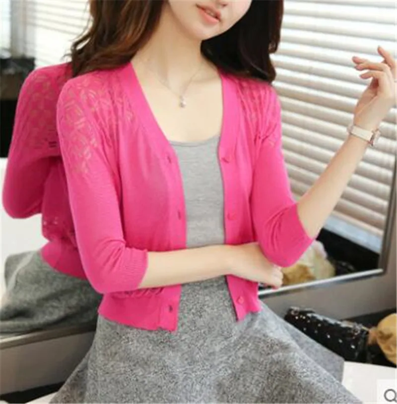 Женский свитер ZY3342 короткий тонкий с вырезом на весну и лето|cardigan thin|female cardiganshort