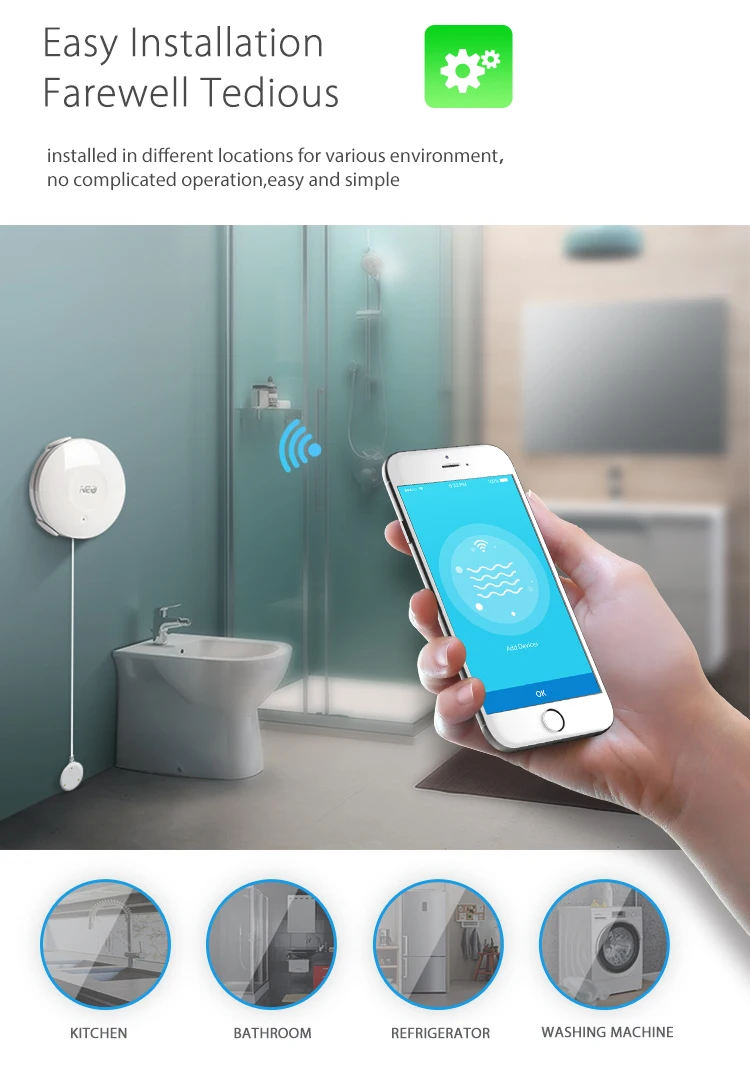 NEO Smart WIFI датчик утечки воды беспроводной детектор приложение оповещение сенсор