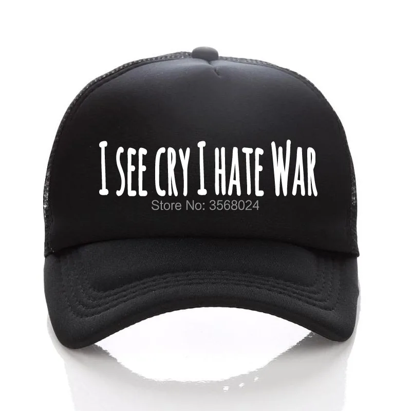 Летняя сетчатая Кепка-тракер для взрослых и детей с принтом I SEE CRY HATE WAR бейсболка