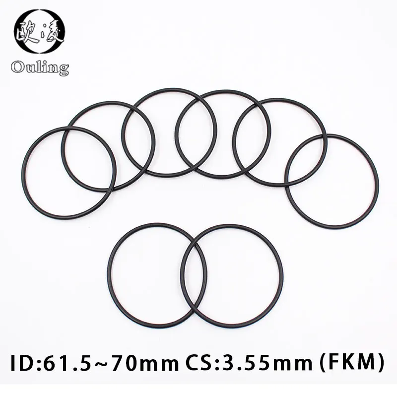 

1PC Fluorine rubber Ring Black FKM O-ring Seal CS3.55mm ID61.5/63/65/66/67/68/69/70mm O Ring Gasket Oil Ring Fuel Sealing Washer