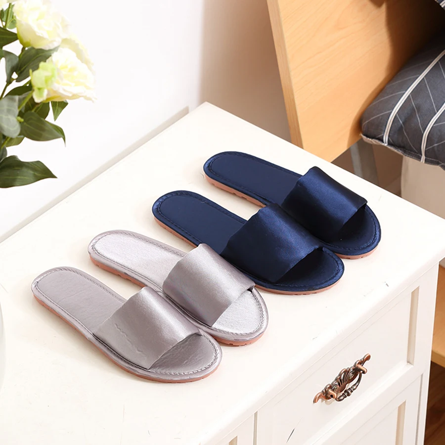 Сатиновые домашние тапочки LCIZRONG для женщин модные однотонные на плоской подошве