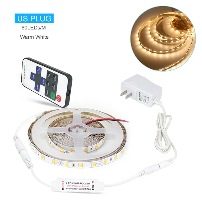 300led Warm White US SMD 4040 светодиодный светильник с беспроводным РЧ пультом дистанционного управления с регулируемой яркостью 5 м гибкий светодиодный светильник для кухонного шкафа s 110-240 В адаптер питания - Испускаемый цвет: 300led Warm White US