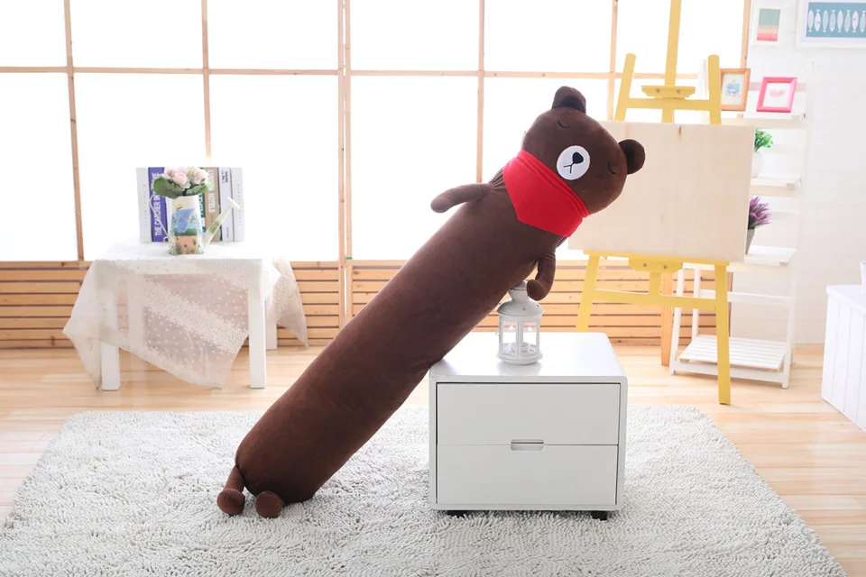 deep brown bear 145 см плюшевая Нацумэ книга друга Кот Медведь Свинья пингвин игрушка кукла бойфренд Длинная Подушка мягкая подушка подарок тривер - Цвет: deep brown bear
