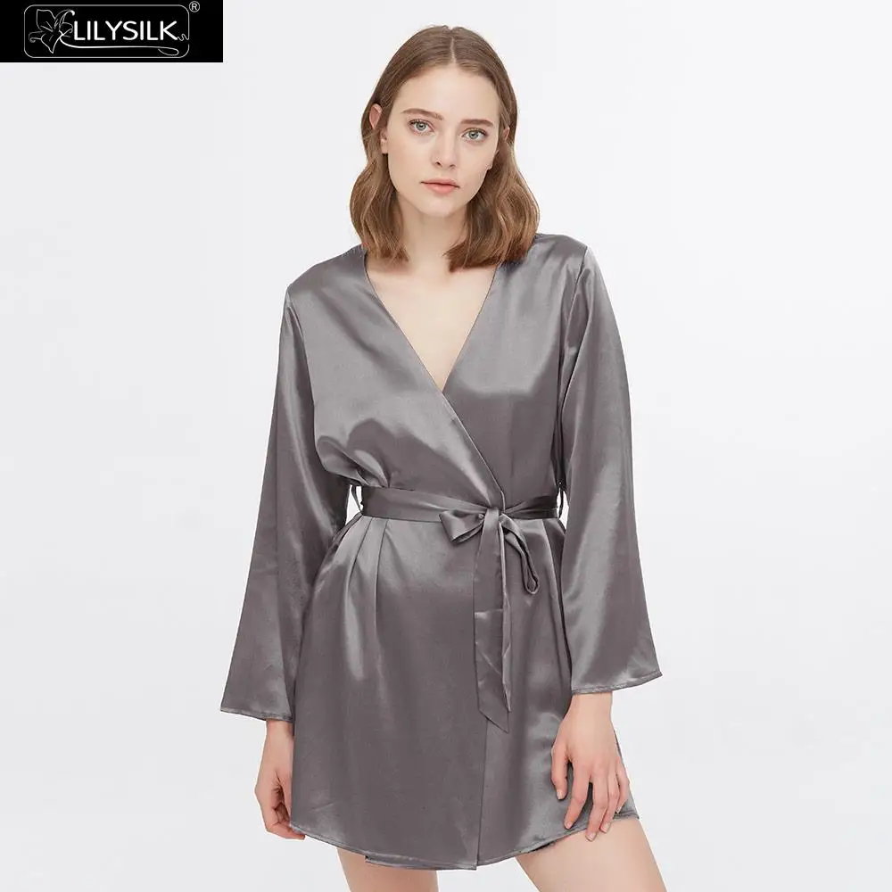 LilySilk шелковый халат 22 Momme свободный без воротника роскошный женский