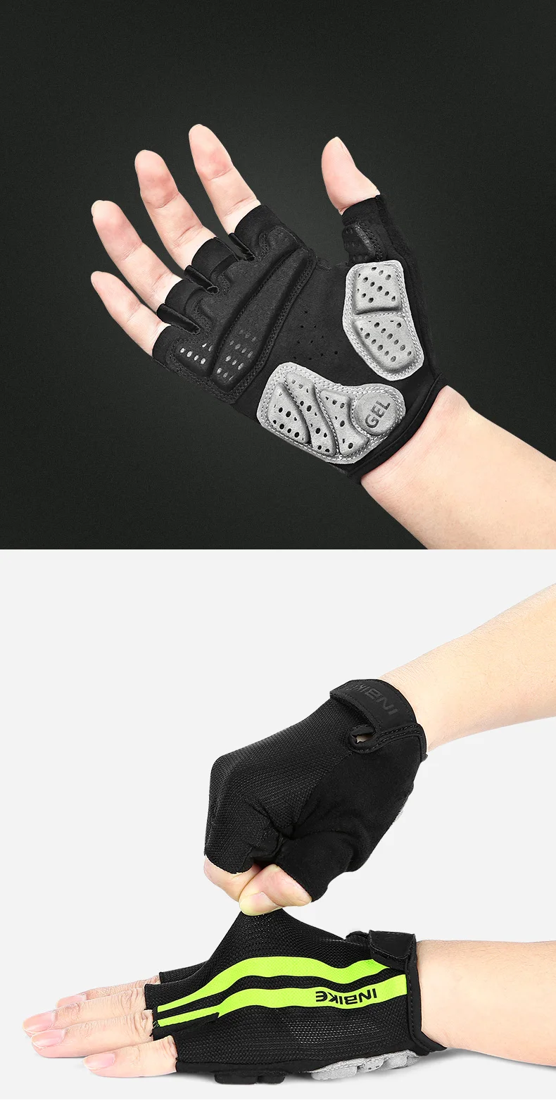 INBIKE Перчатки Половина Finger Нескользящие гель площадку дышащий мотоциклетные MTB дорожный велосипед Прихватки для мангала Для мужчин Для женщин спортивные Велосипедный Спорт Прихватки для мангала