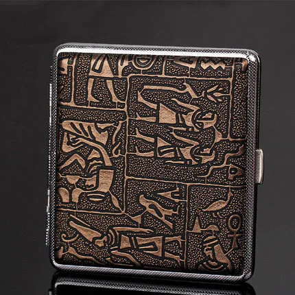 20 сигарет древний Египетский узор Мужская кожаная сигарета чехол тонкая