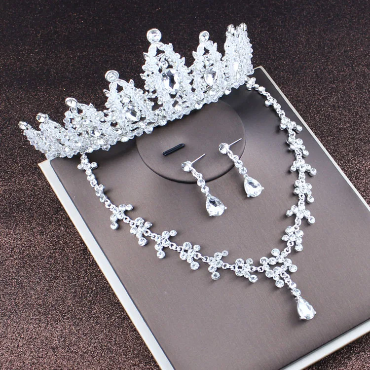 Свадебный головной убор zircao joia da coroa colar brincos tres pedaco terno do casamento acessorios vestido