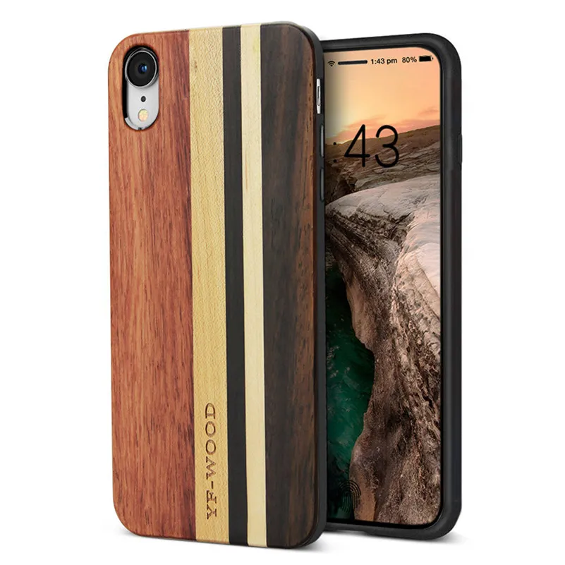Luxury Wooden Case For iPhone 7 8 Xs Natural Wood + Soft TPU Thin Shockproof for |