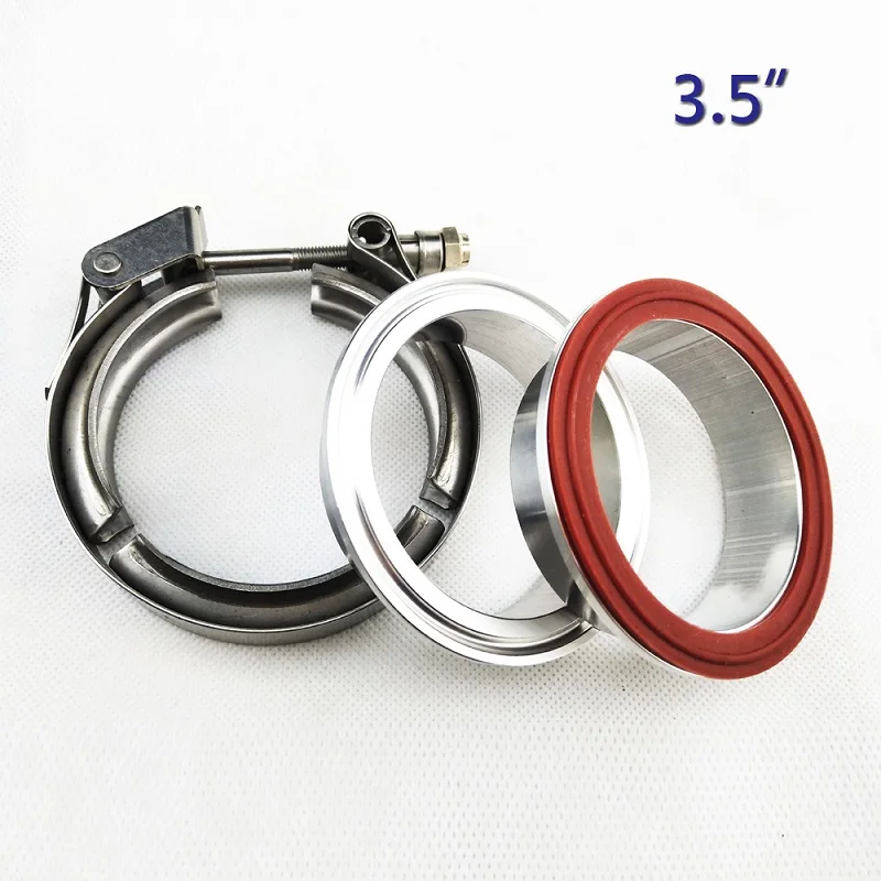 3.5inch ZUCZUG 1,5-5,0 дюймов Быстрый v-образный зажим фланец из алюминиевого сплава с уплотнительным кольцом для выхлопной трубы автомобиля фиксированная сборка металлическая гайка - Цвет: 3.5inch