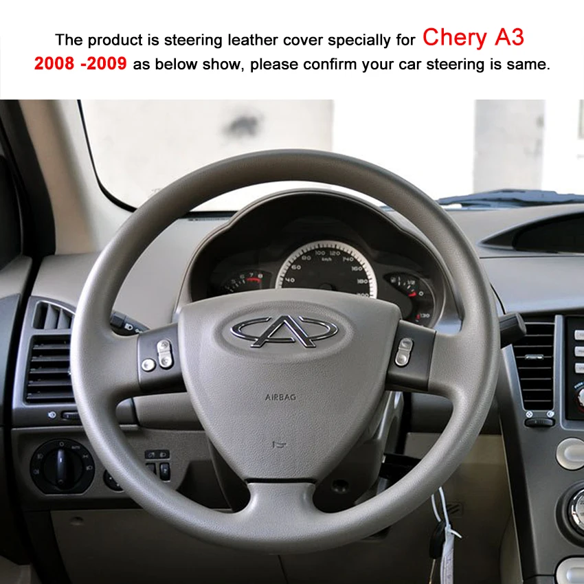 Yuji-Hong Чехлы рулевого колеса автомобиля из искусственной кожи для Chery A3 2008 2009 ручная работа