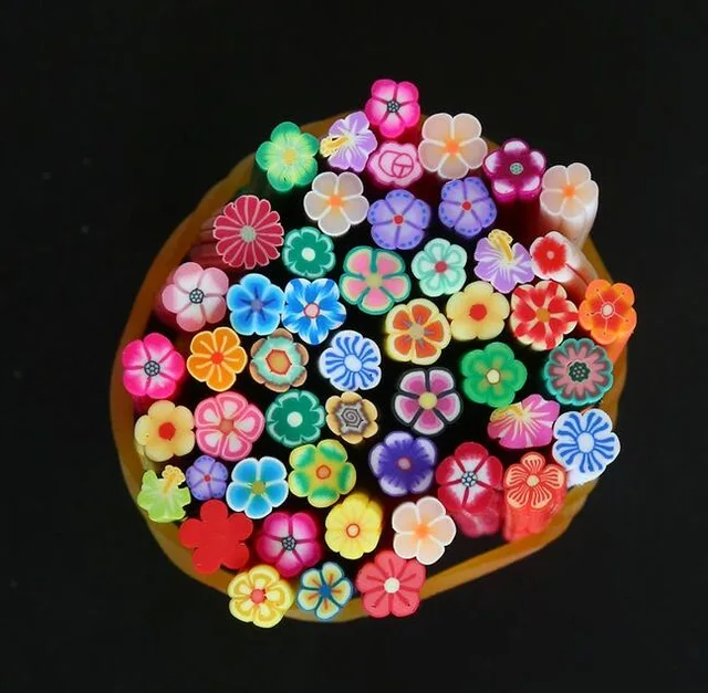 10PCS Flower Random 10 шт./компл. фимо фрукты Ломтики для поставки слаймов/ногти Нейл Арта, набор глины искусственные фрукты ломтики палочки Шлама Игрушки Лизун DIY наполнитель - Цвет: 10PCS Flower Random