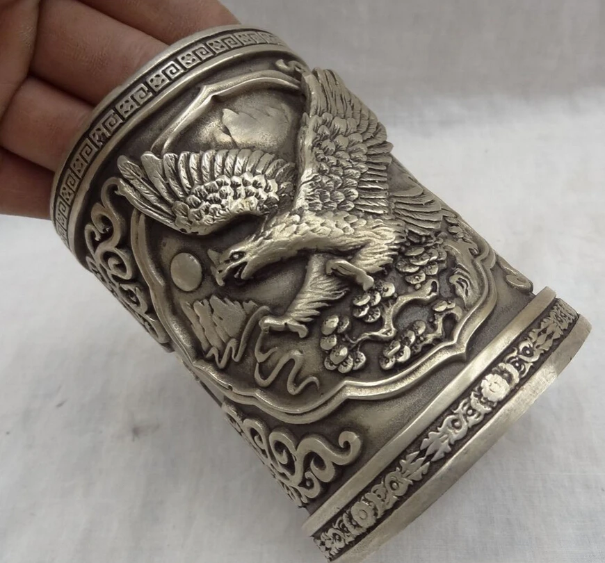 Китайская Серебряная ваза песня voge gem S2709 с летящим орлом Статуэтка &quotястреб&quot