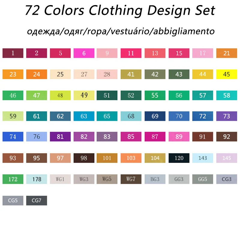 72 Clothing Design5 TouchFIVE 60/72/168 Цвета маркеры анимации набор маркеров для эскизов рисунок маркер для белой доски для художник манга маркер щетка для домашних животных - Цвет: 72 Clothing Design5