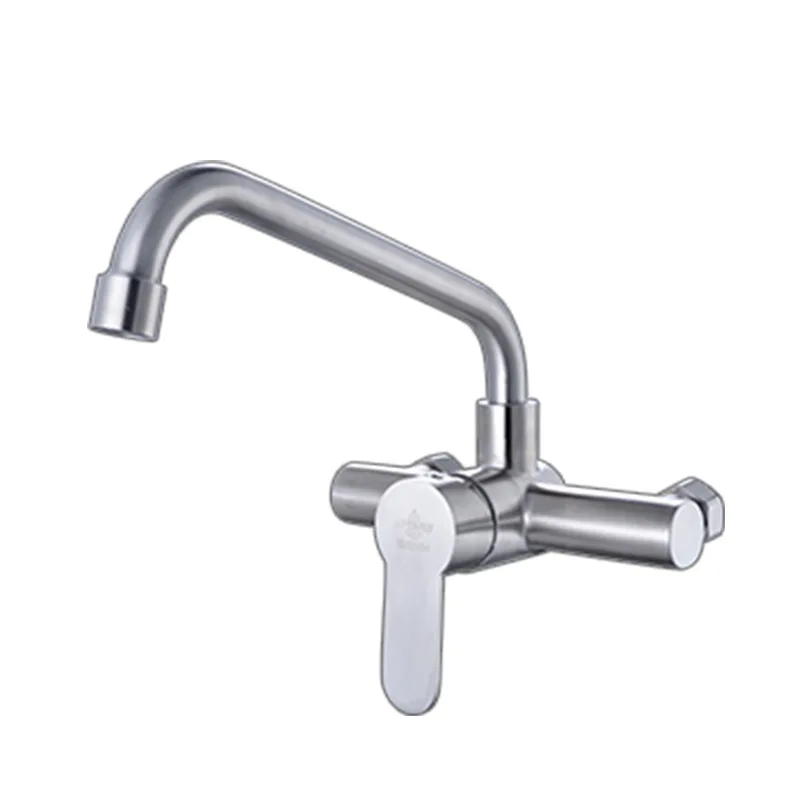 sus304 stainless steel hot and cold water faucet wall mounted single handle double control kitchen sink sink faucet free global shipping