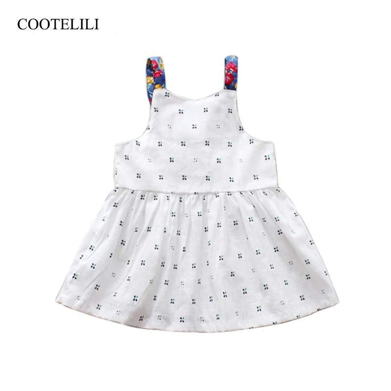 COOTELILI Linen Flower Vest Dresses Kids Girls Party Princess Daughter Baby Dress Children Clothing 90-120cm | Детская одежда и