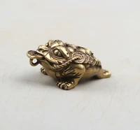 37mm1 5collect curio rare chinese fengshui bronze exquisite animal money golden xenopus toad wealth pendant statue statuary30g