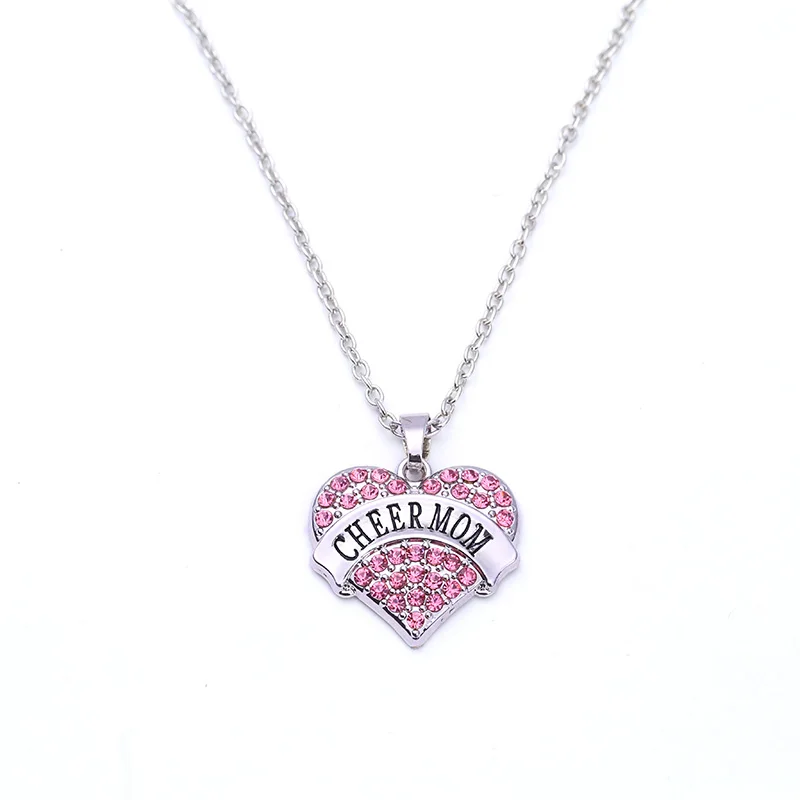 Ожерелье с сердцем Cheer Mom прозрачные кристаллы|rhinestone clips for hair|necklace catnecklace 18k |