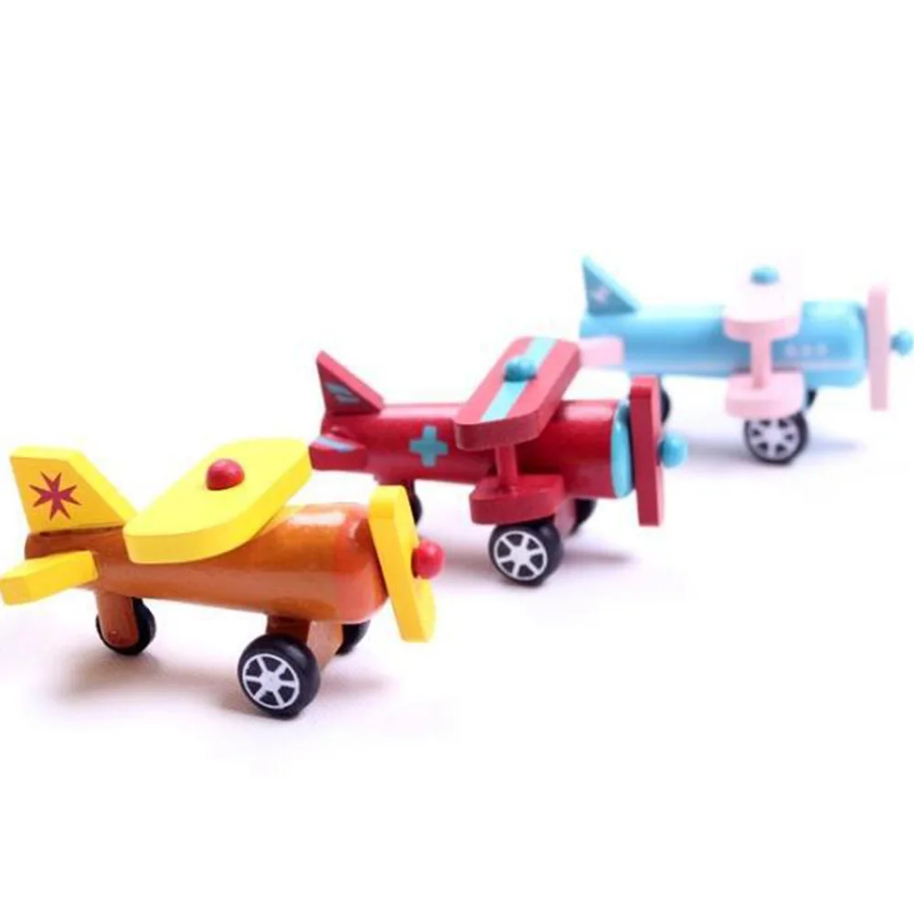 12pcs/Set Mini Wooden Car Airplane Toys Multi-pattern Airplane Model for Baby Kids Educational Toys Birthday Gifts Toy