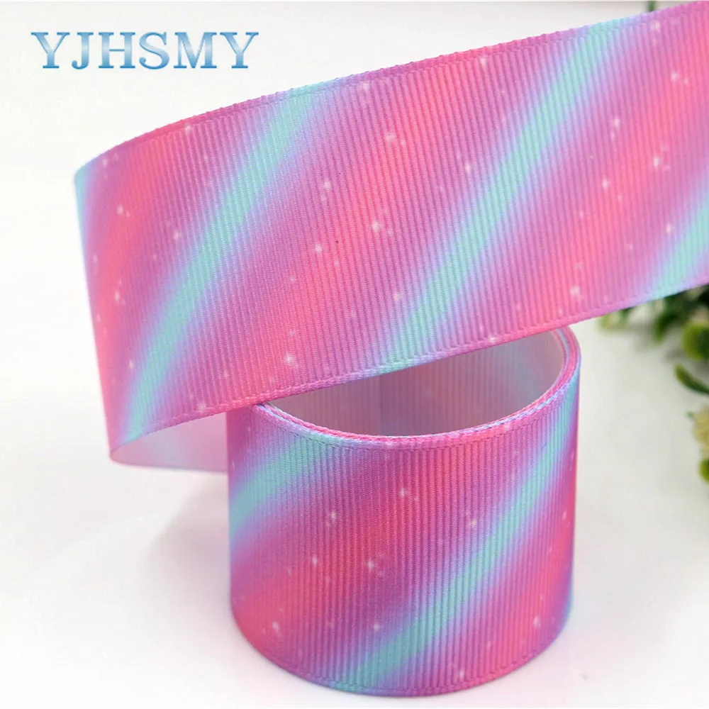 YJHSMY 1712276 38 мм 10 ярдов разноцветные ленты термопечать grosgrain Свадебные аксессуары DIY