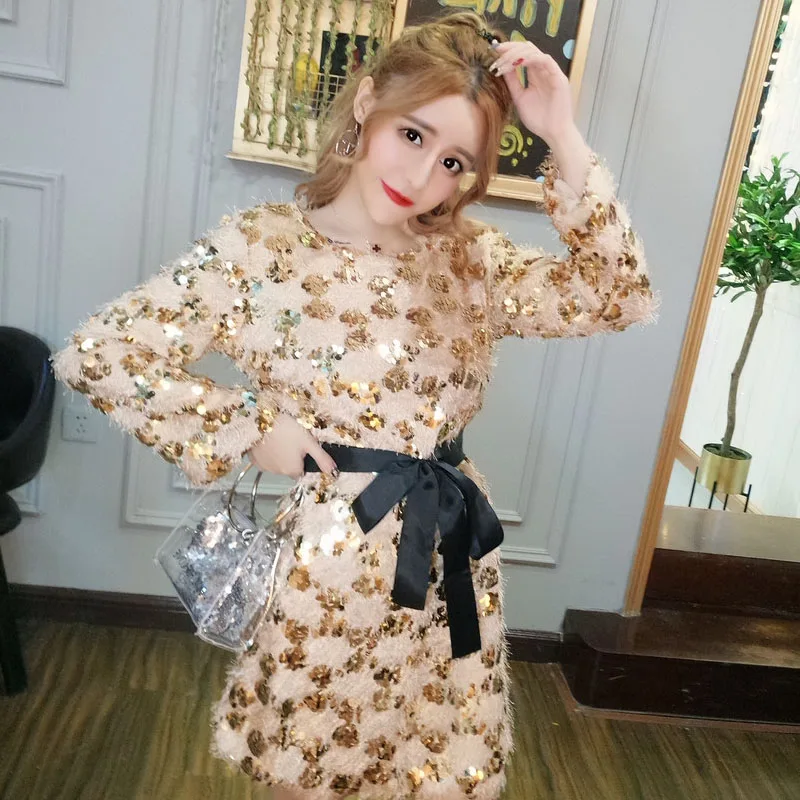 Женское соблазнительное платье с блестками и кисточками блестящее женское