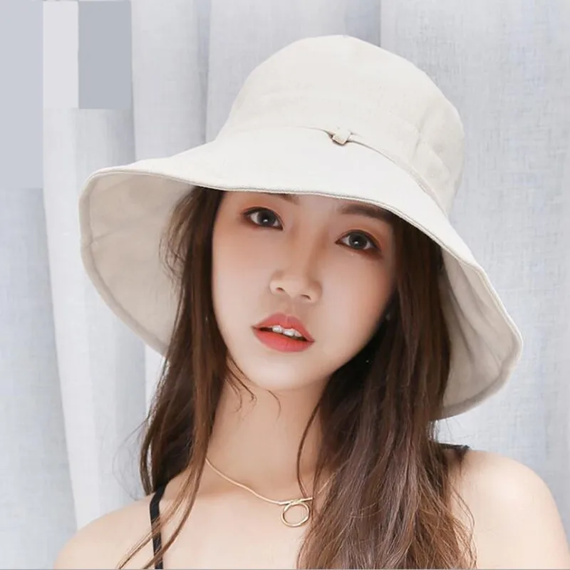 Новая летняя женская шляпа уличная УФ хлопковая от солнца льняная с широкими