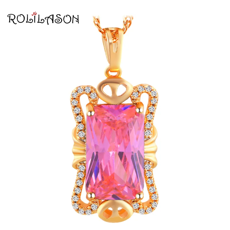 Rolilason Новый дизайнерский бренд Романтические Розовые Циркон золотой тон Модные
