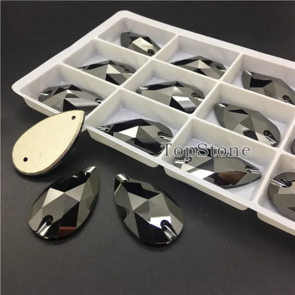 Jet hematite TopStone 3230# хрустальные каплевидные пришивные камни с плоским основанием капелька K9 стеклянные бусины для шитья 7x12 11x18 13x22 17x28 мм - Цвет: Jet hematite
