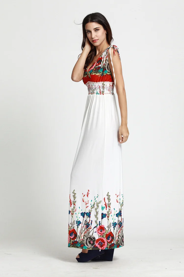 Летние белые Глубокий V BOHO Макси платье 2017 | Женская одежда