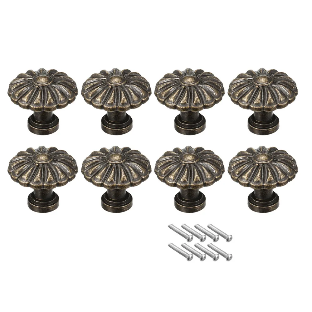 

Uxcell High Quality 8pcs/lot Zinc Alloy Vintage Style Single Hole Round Knob Pull Handle Door Furniture Handle 30x22mm 29x25mm