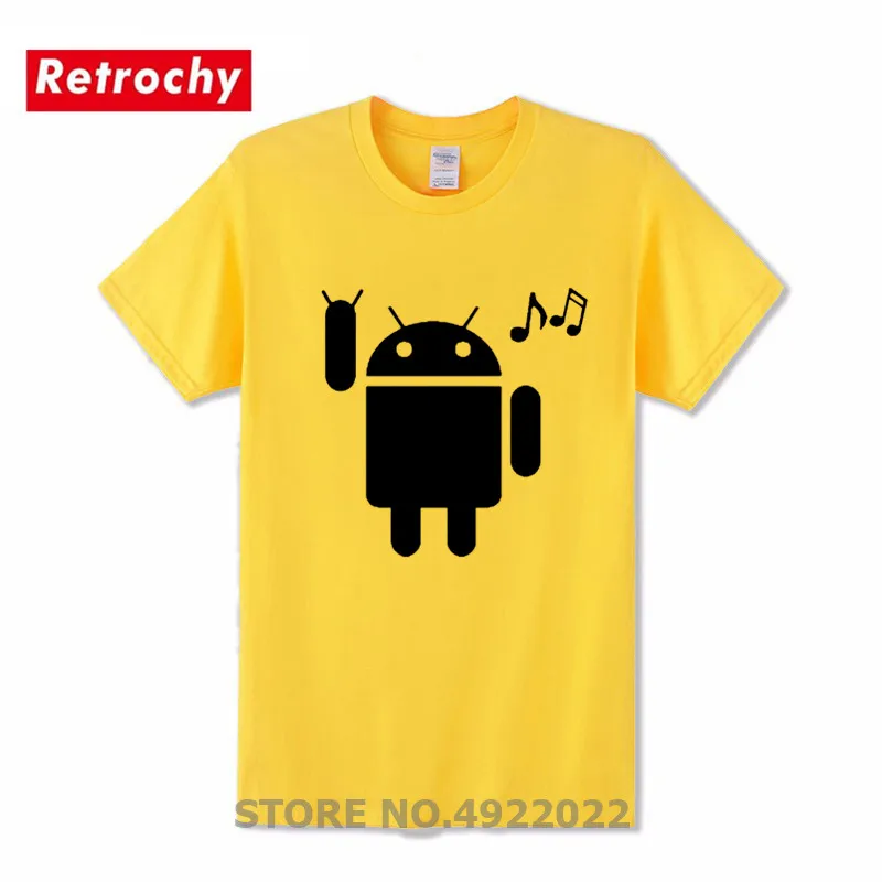 Забавная футболка в стиле хип-хоп с изображением музыки и Android для мужчин 100%