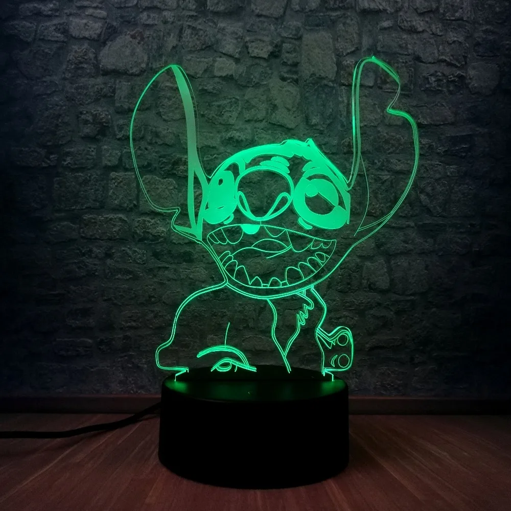 Забавный мультяшный стежок смех 3D светодиодный Ночник светильник RGB ing 7 цветов