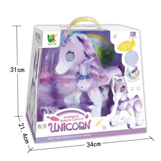 purpl withretail box Электрическая умная лошадка Unicor игрушка для детей пульт дистанционного управления детский робот сенсорный Индукционный электронный питомец развивающие игрушки - Цвет: purpl withretail box