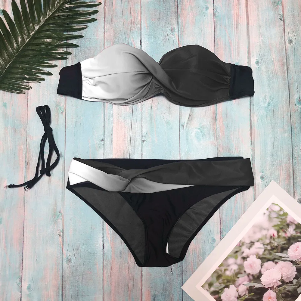 Женский купальник-бикини Suumer однотонные купальники бюстгальтер со вставками