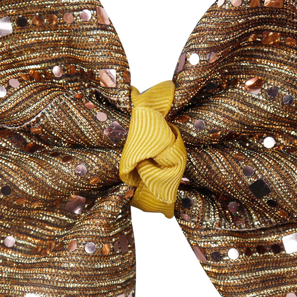 

7 Inch Large Solid Hairbow With Sequin Stripe Printing Hair Clip Handmade Soft Hair Bows For Girls Party Hair Accessories