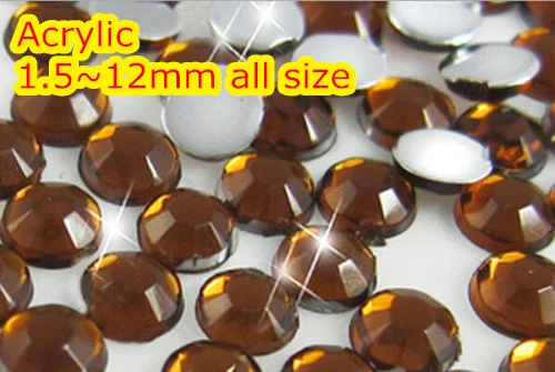 

Dark Coffee 1.5~12mm Flat Back Round Acrylic rhinestone,Acrylic Resin 3D Nail Art / Garment Rhinestone