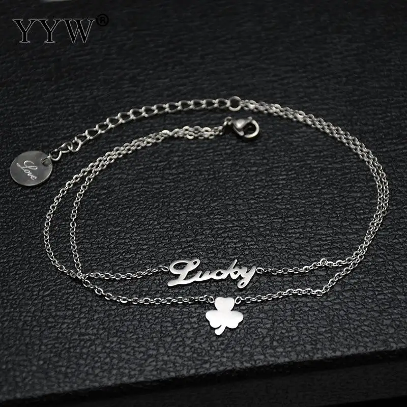 Женская цепочка из нержавеющей стали браслет на лодыжку с тремя подвесками в