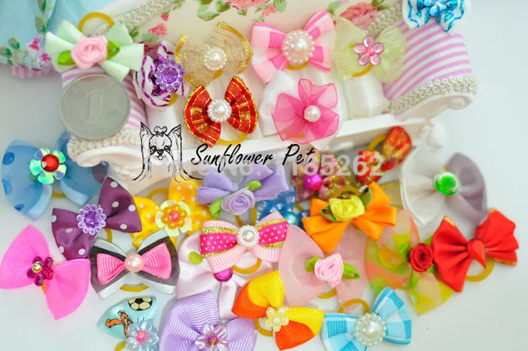 20 шт./партия 2014 новый смешанный стиль высокое качество жемчуг банты для собак