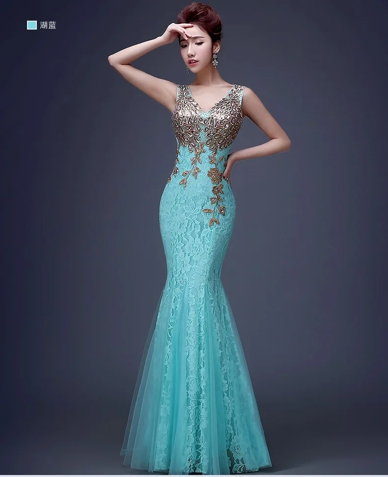 Royal Blue Mermaid Bridesmaid Dresses V-Neck Sexy Elegant Lace Tulle Maid Of Honor Wedding Guest Dress Formal Wear cheap ZB023 | Свадьбы и