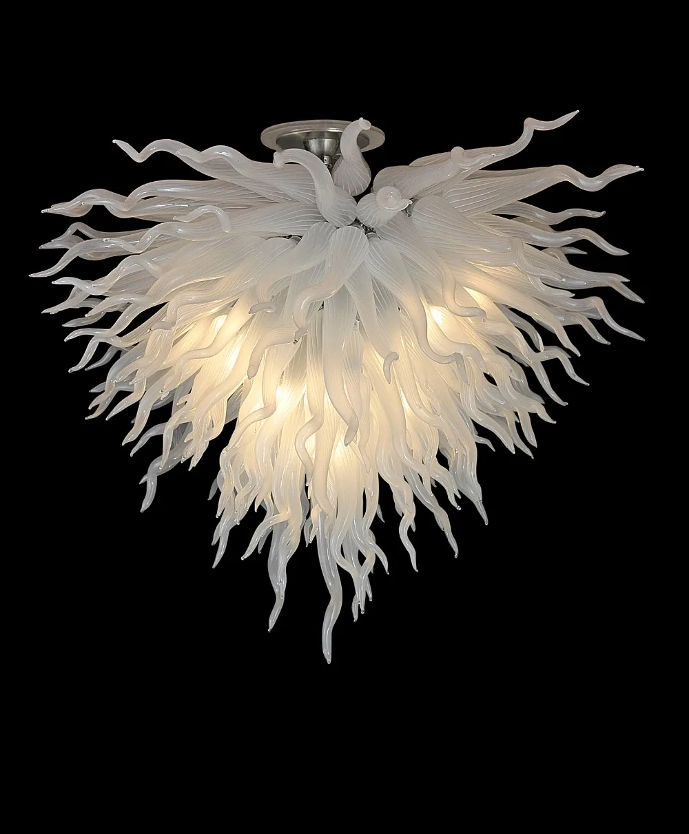 

Heart Shape Bed Room Lights White Glass Crystal Chandeleir Wedding Decoration Hand Blown Glass Hanging Chain Chandelier Lighting
