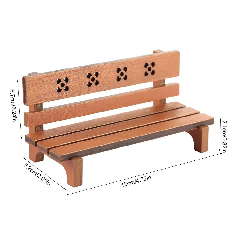 1:12 Scale Doll Mini Bench Miniature Wood Chair Kid Fairy Garden Ornaments Figurines Toys Home Decor Dollhouse Accessories |