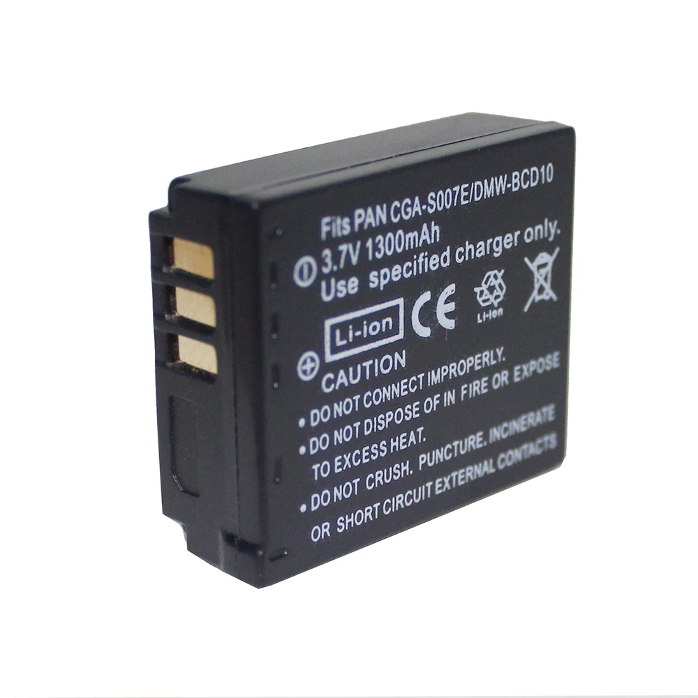 Аккумулятор CGA CGR S007E S007 S007A BCD10 3 7 В 1300 мАч для Panasonic DMC TZ1 TZ2 TZ3 TZ4 TZ5 TZ50 TZ15 | Электроника