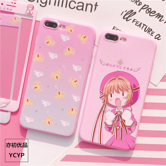 Для iphone XS Max милый Cardcaptor Sakura задний Чехол+ пленка для экрана из закаленного стекла, Девушка Мягкий чехол для iphone X XR 6 7 8plus