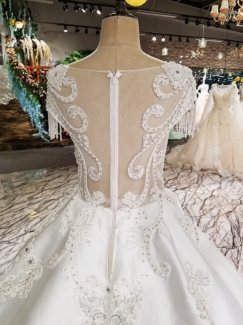 2018 Vestido De Noiva белое высококачественное Модное бальное свадебное платье с жемчугом