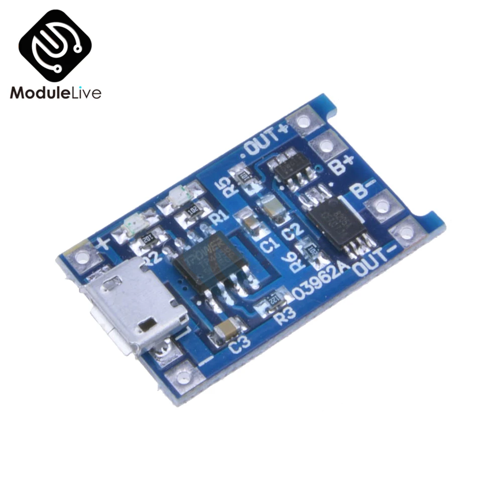 2 шт. 5 в 1 а Micro USB 18650 TP4056 модуль зарядного устройства литиевой батареи зарядная